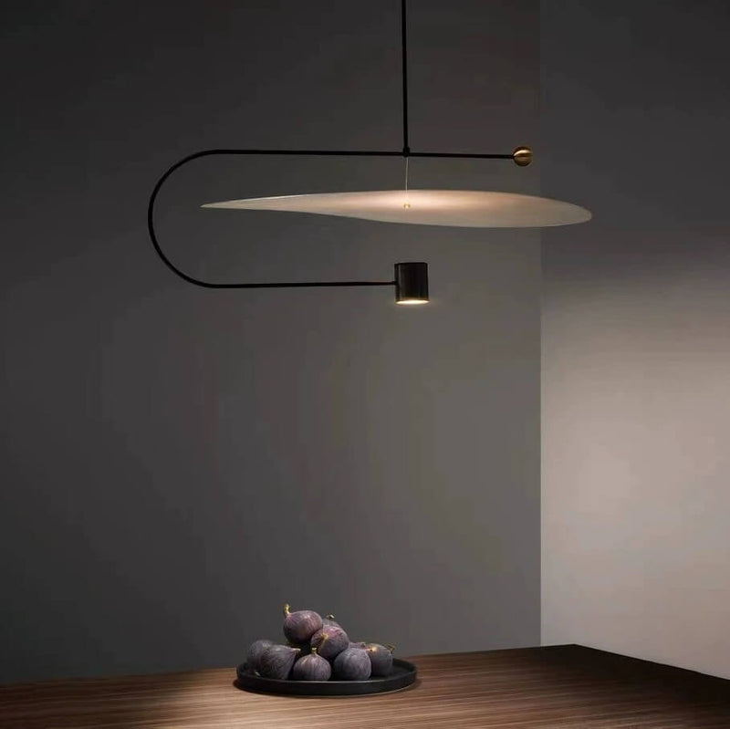 Lampe suspendue LED à disque acrylique en fer incurvé minimaliste nordique 