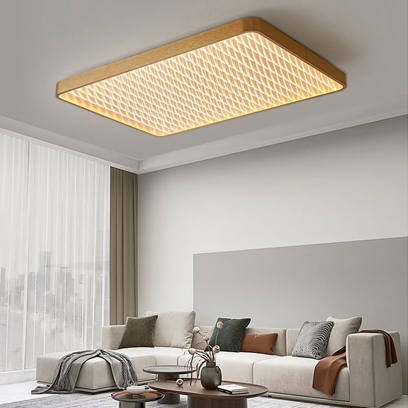 Contemporary Luxury Square Rectangle Wave Aluminum Acrylic LED Flush Mount Ceiling Light For Bedroom