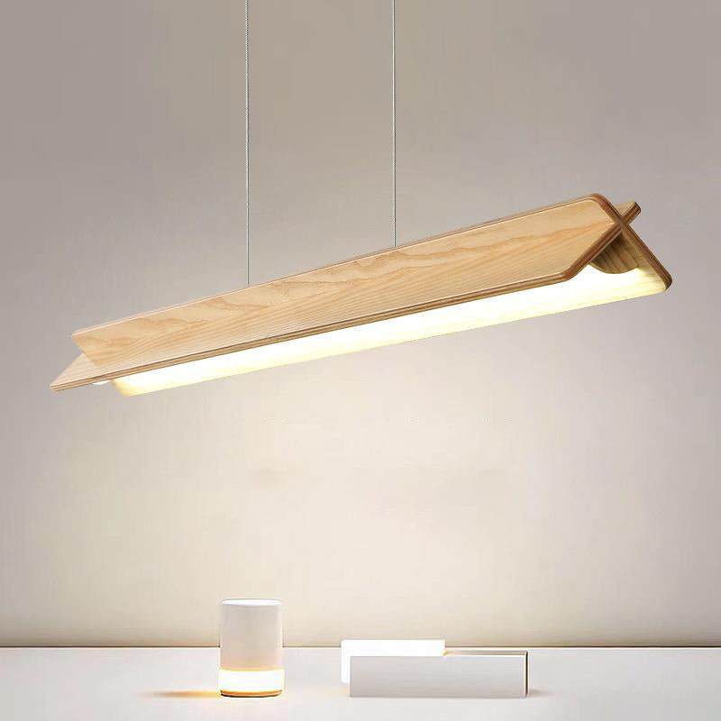 Modern Minimalist Wood Straight Line Design Silicone LED Island Light Pendant Light For Living Room