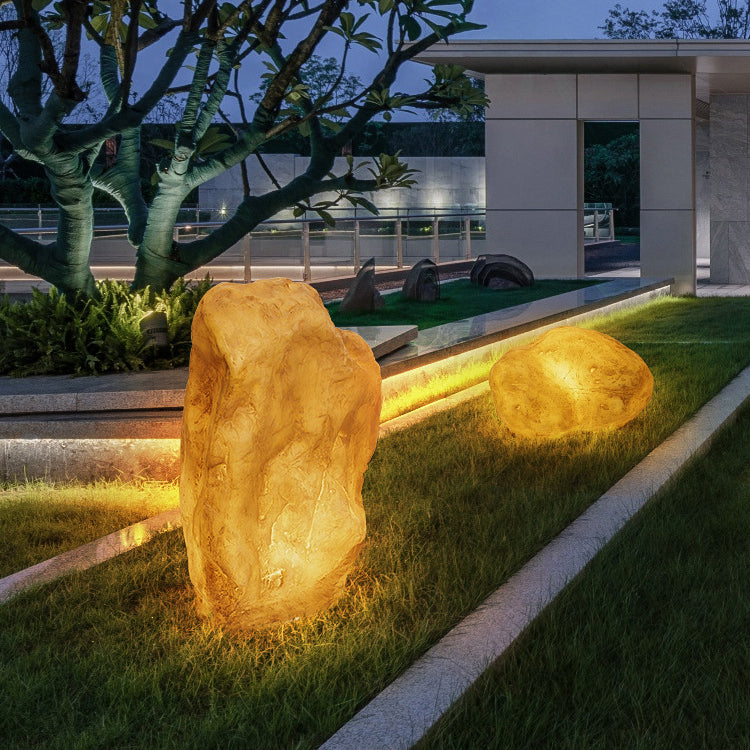 Contemporary Creative Resin Imitation Mountain LED Lawn Landscape Light For Outdoor Patio