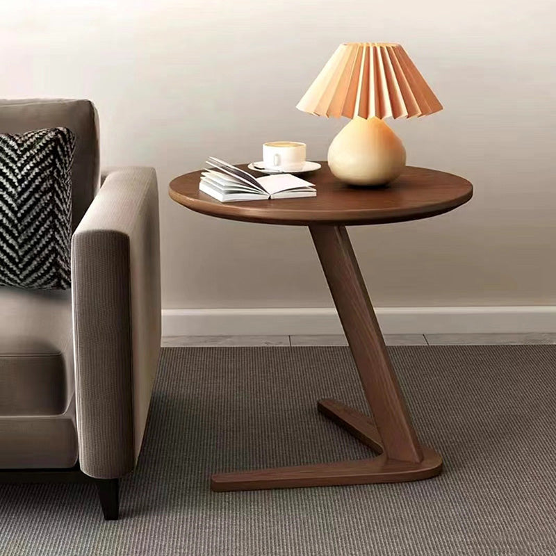 Contemporary Nordic Round Triangle Base Wood Coffee Table For Living Room