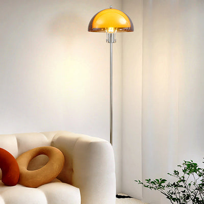 Modern Simplicity Half Round Long Acrylic Iron 1-Light Standing Floor Lamp For Living Room