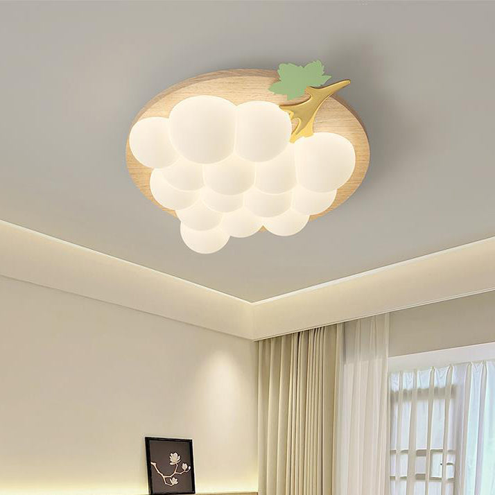 Contemporary Creative Kids Grape Iron Plastic LED Flush Mount Ceiling Light For Bedroom