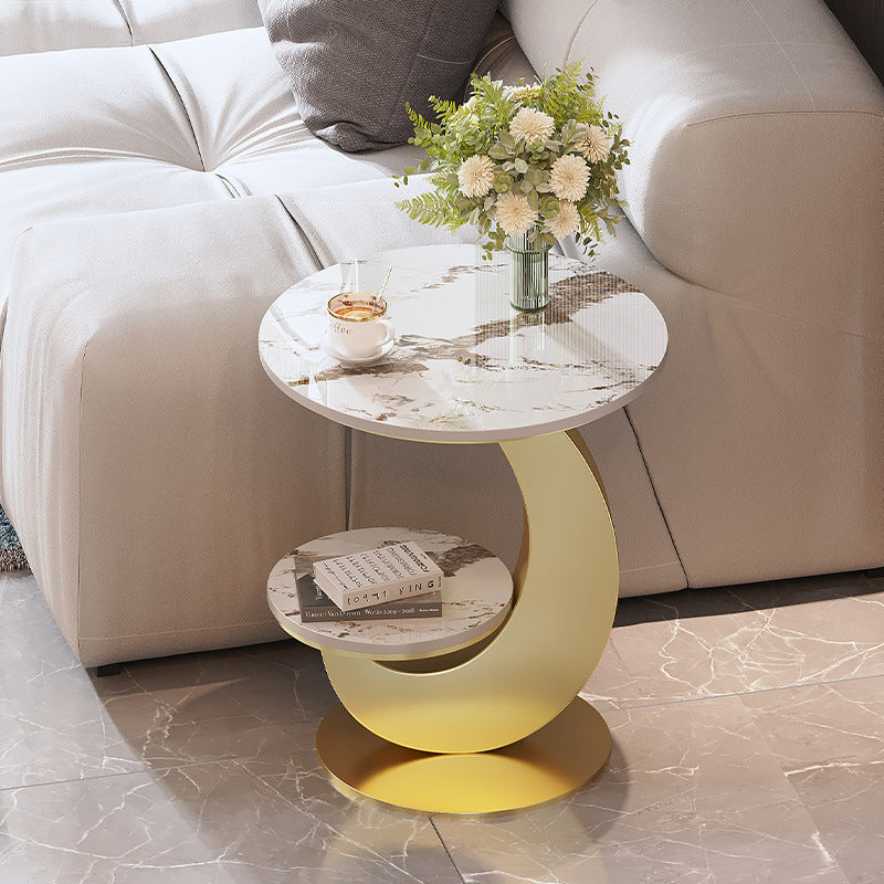 Contemporary Luxury Round Sintered Stone Top Coffee Table For Living Room