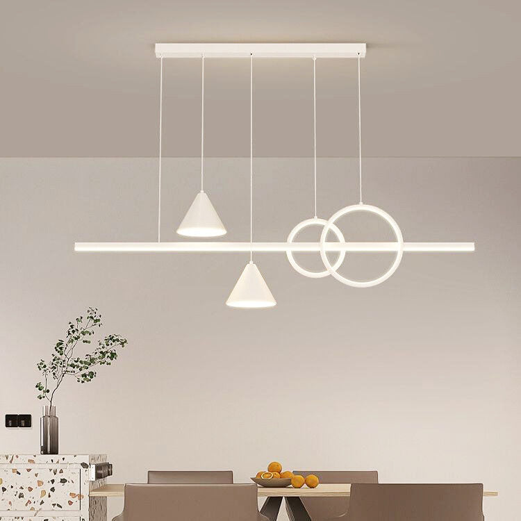 Modern Minimalist Strip Cone Circle Iron Acrylic LED Chandeliers Island Light For Dining Room