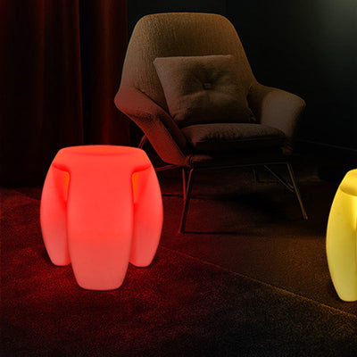 Modern Minimalist Round Plastic LED Illuminated Waterproof Bar Stool For Entertainment Room