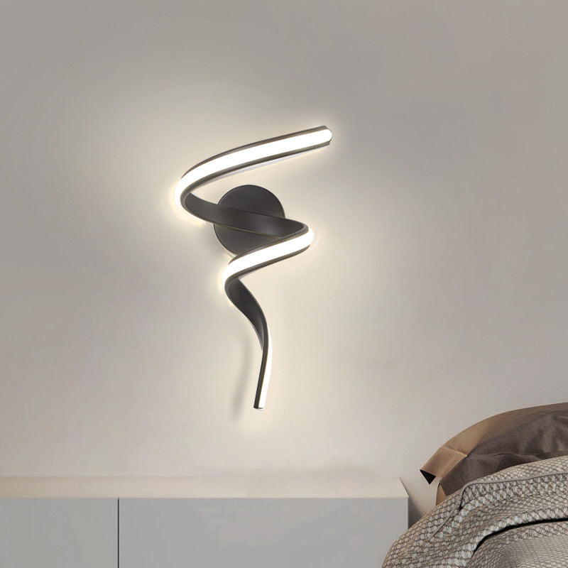 Contemporary Creative Spiral Iron Aluminium Silicone LED Wall Sconce Lamp For Living Room