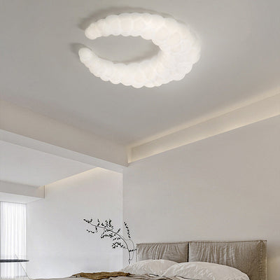 Modern Minimalist Moon Iron Plastic LED Flush Mount Light For Living Room