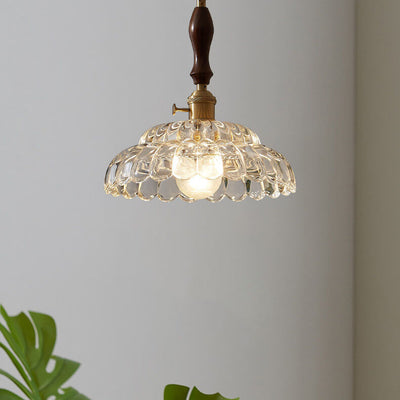 Modern French Minimalist Glass Flower Shape 1-Light Pendant Light