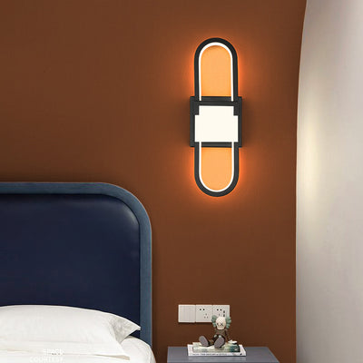 Modern Minimalist Oval Rectangle Iron Aluminum LED Wall Sconce Lamp For Bedroom