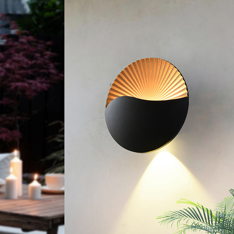 Modern Minimalist Waterproof Round Shell Aluminum LED Outdoor Wall Sconce Lamp For Garden