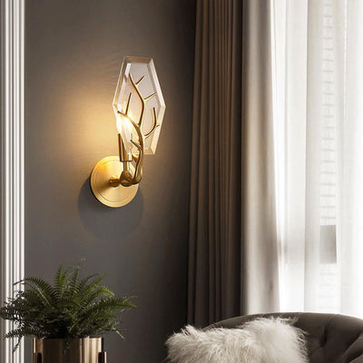 Modern Light Luxury Rhombus Crystal Antler 1-Light Wall Sconce Lamp