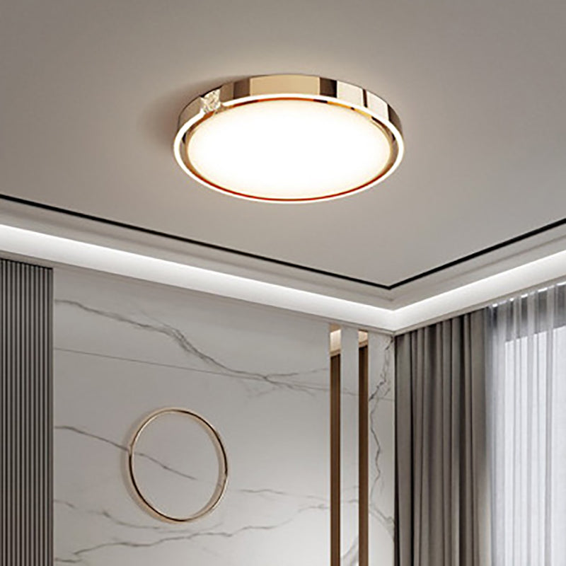 Modern Luxury Round Electroplated Aluminum Acrylic LED Flush Mount Ceiling Light For Bedroom