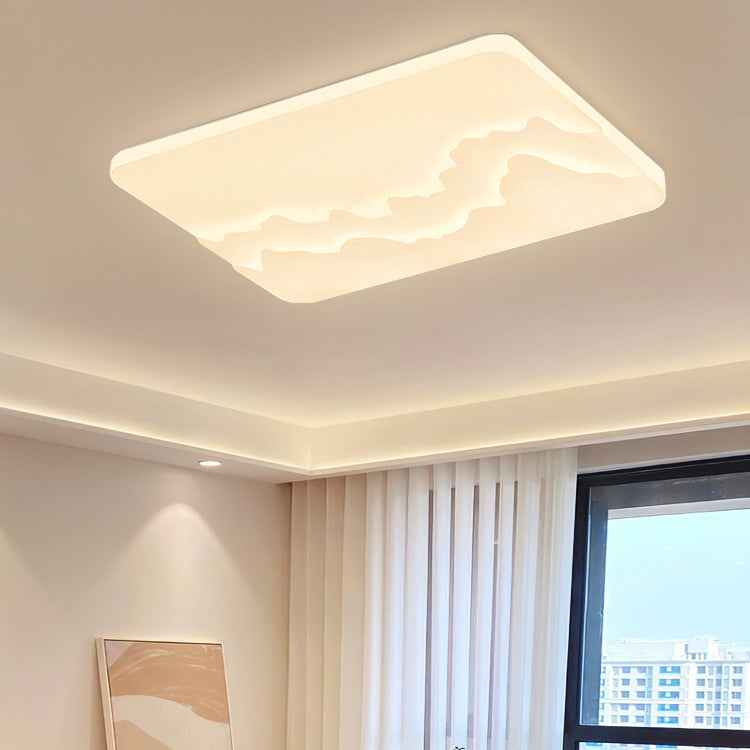 Modern Minimalist Wave Round Square Rectangle Acrylic LED Flush Mount Ceiling Light For Bedroom