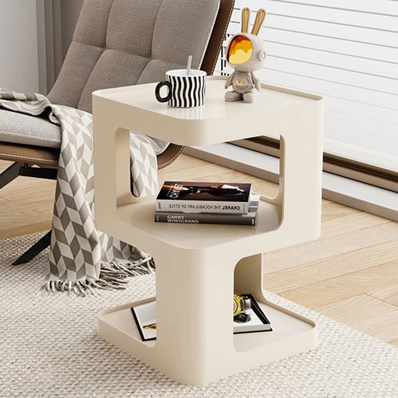 Modern Minimalist Square Metal End Table Two Tier For Living Room