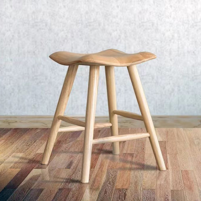 Contemporary Nordic Ash Wood Square Vanity Stool Footrest For Bedroom