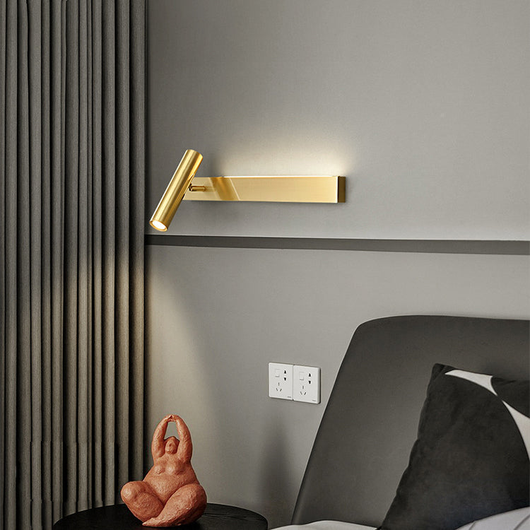 Modern Luxury Rectangle Cylinder Full Copper LED Wall Sconce Lamp For Bedroom