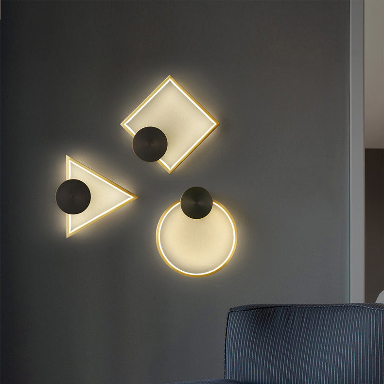 Modern Minimalist Brass Acrylic Triangle Square Circle LED Wall Sconce Lamp For Living Room