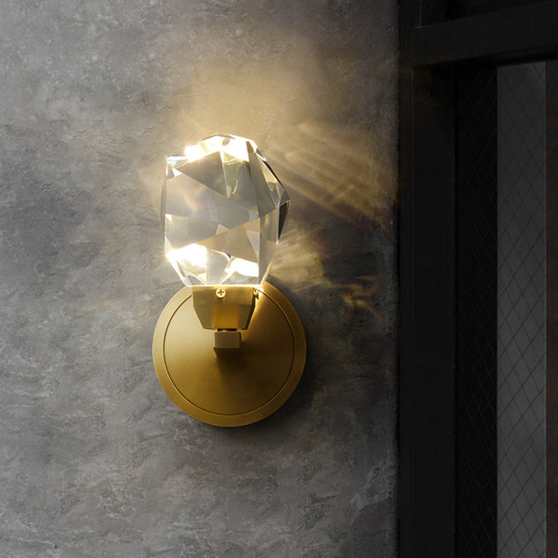 Contemporary Luxury Crystal Diamond Brass LED Wall Sconce Lamp For Hallway