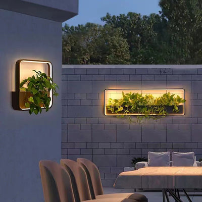 Modern Minimalist Square Geometric Frame Outdoor Waterproof LED Wall Sconce Lamp For Garden