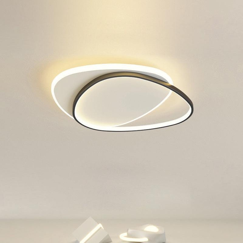 Modern Minimalist Triangle Oval Acrylic Iron LED Flush Mount Ceiling Light For Living Room