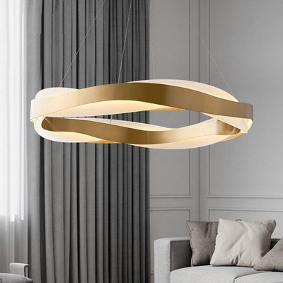 Modern Minimalist Round Wave Cloud Sea Acrylic Stainless Steel LED Chandelier For Bedroom