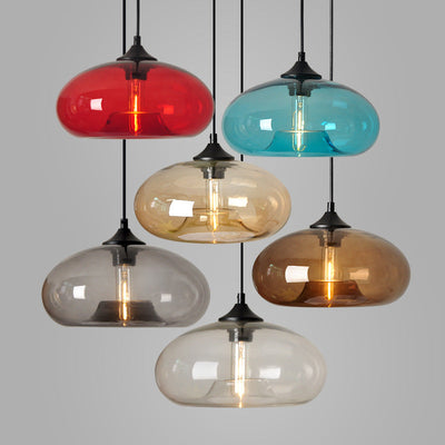 Contemporary Nordic Oval-Shaped Glass Shade Iron 1-Light Pendant Light For Living Room