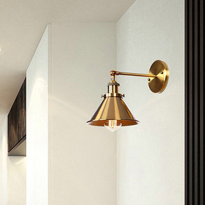 Contemporary Retro Iron Cylinder Cone 1-Light Wall Sconce Lamp For Hallway