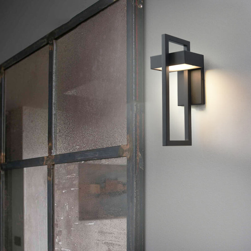 Modern Minimalist Geometric Frame Stainless Steel LED Waterproof Wall Sconce Lamp For Outdoor Patio