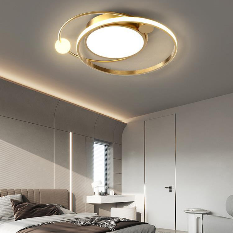 Modern Minimalist Round Circle Iron Acrylic LED Flush Mount Ceiling Light For Bedroom