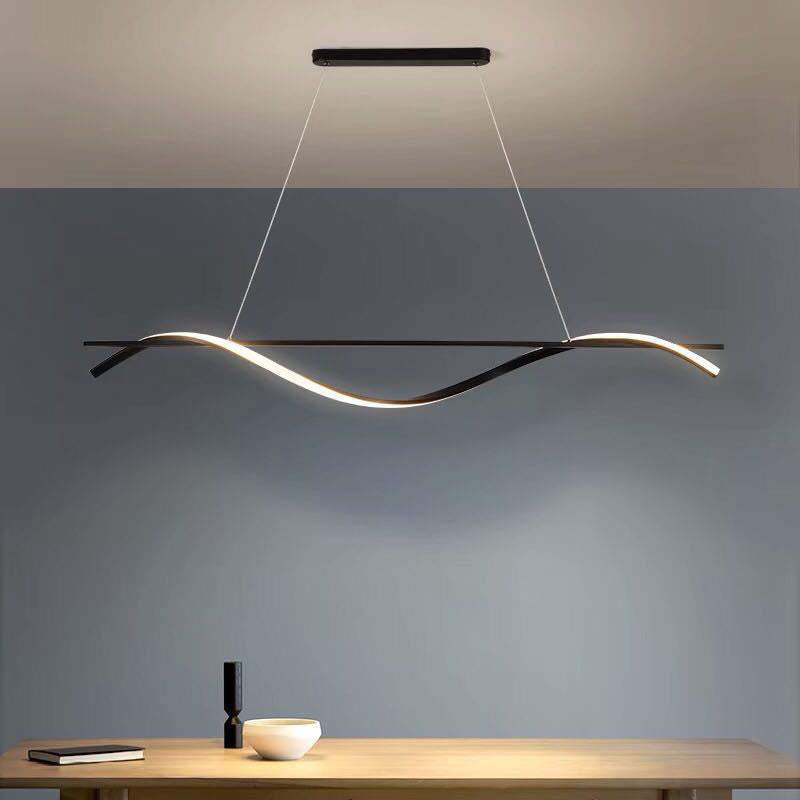 Modern Minimalist Wave Silicone Strip Iron LED Island Light Pendant Light For Living Room