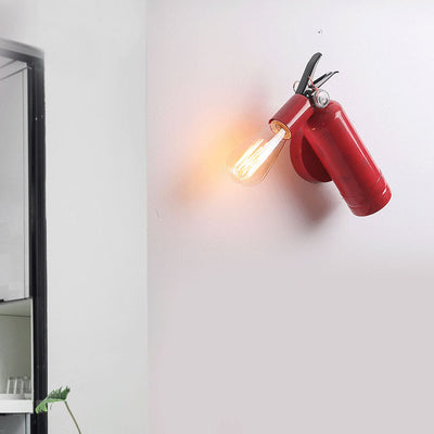 Contemporary Creative Fire Extinguisher Iron 1-Light Wall Sconce Lamp For Living Room