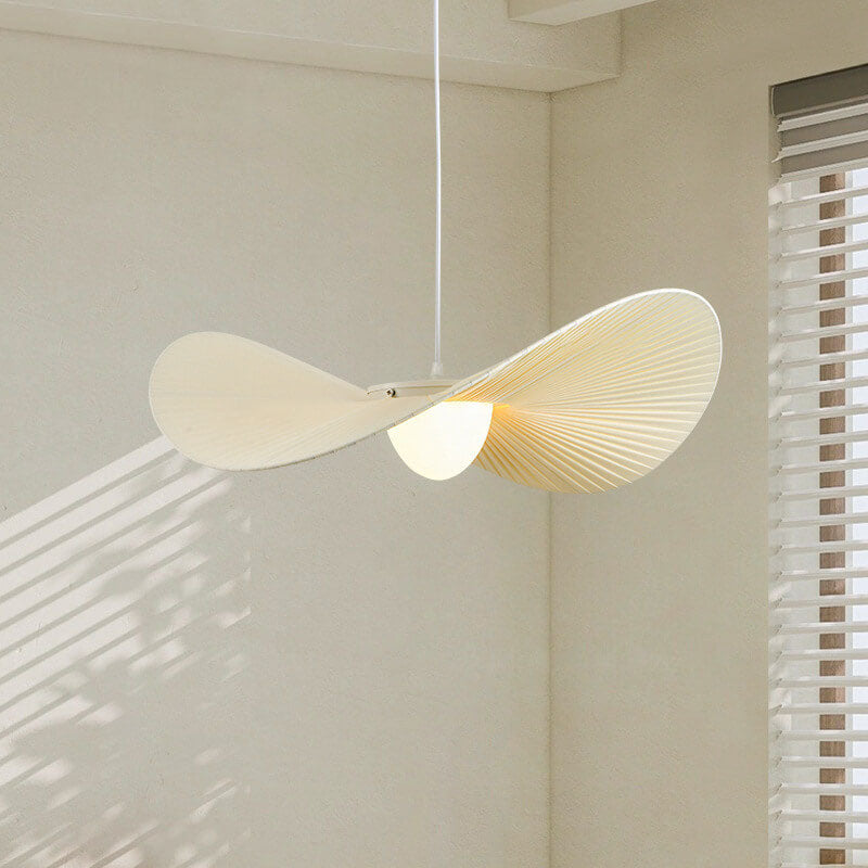 Lampe suspendue à 1 lumière en tissu acrylique créatif nordique avec chapeau de paille 