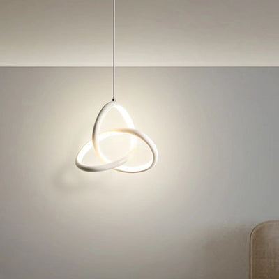 Contemporary Nordic Aluminum Iron Silica Geometric Intertwined Ring LED Pendant Light For Bedside