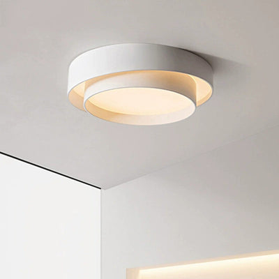 Contemporary Nordic Double Round Hardware LED Flush Mount Ceiling Light For Bedroom