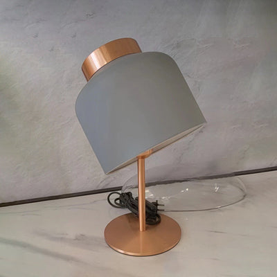 Modern Minimalist Round Cylinder Iron 1-Light Table Lamp For Bedroom