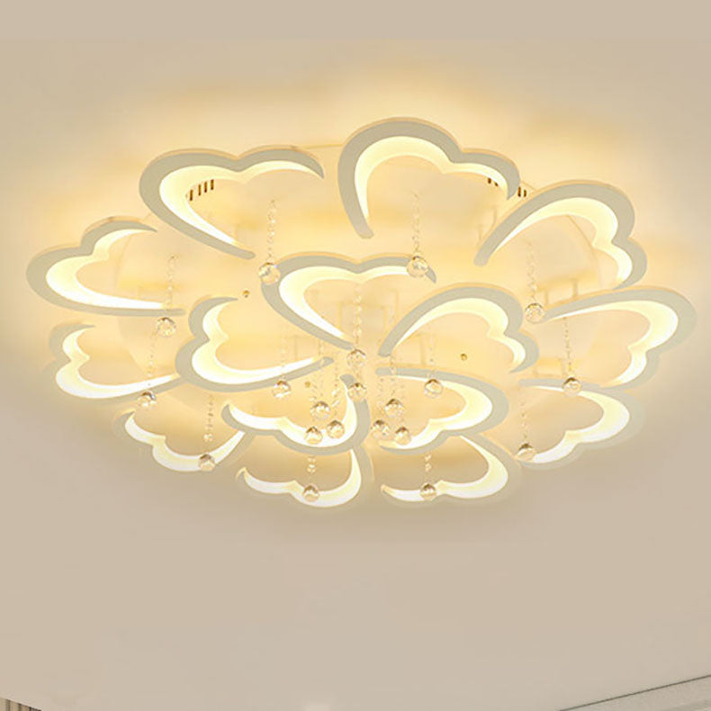 Modern Minimalist Petal Hardware Acrylic Crystal LED Semi-Flush Mount Ceiling Light For Living Room