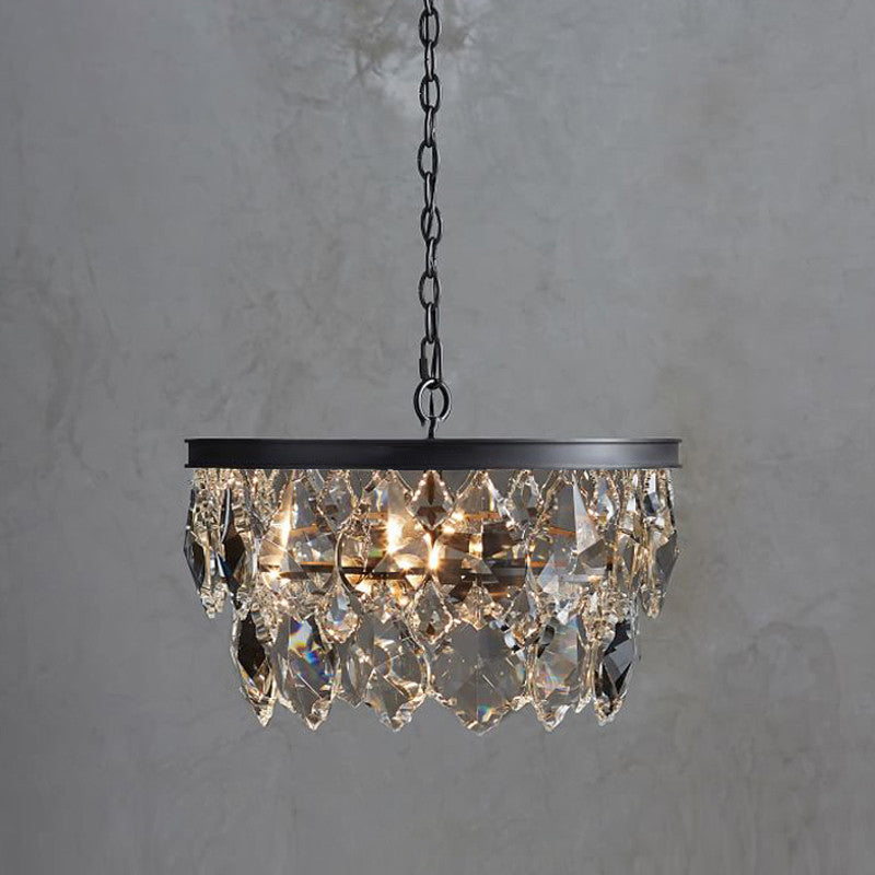 Contemporary Scandinavian Crystal Pendant Round Crystal Iron 4/5/9/12 Light Chandelier For Bedroom