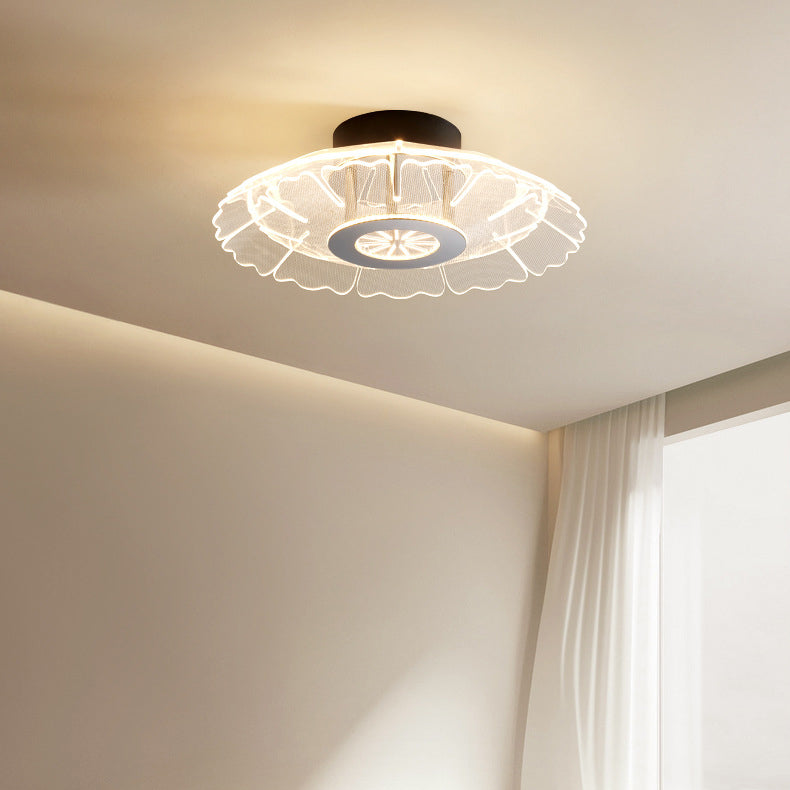 Modern Luxury Iron Stainless Steel Acrylic Flower Round LED Semi-Flush Mount Ceiling Light For Bedroom