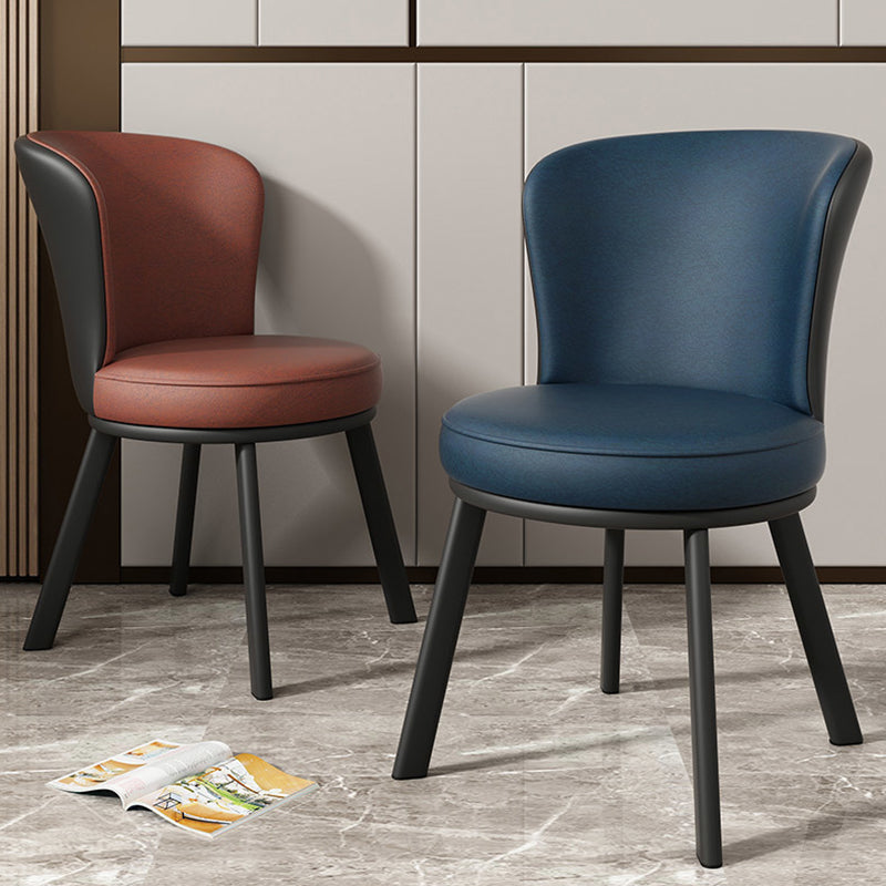 Contemporary Simplicity Round Fabric Upholstered Carbon Steel Dining Chair Backrest For Dining Room