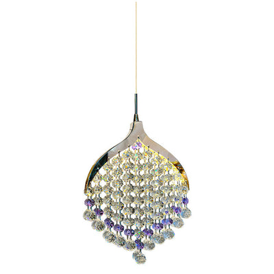 Modern Eclectic Teardrop Stainless Steel Crystal LED Pendant Light For Living Room