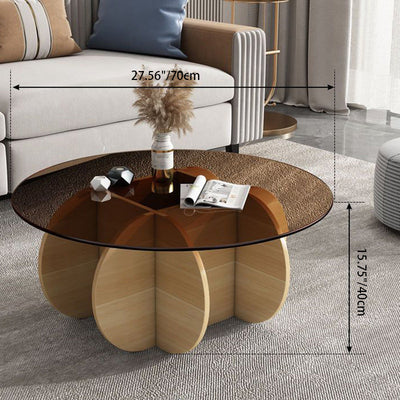 Modern Luxury Round Oval Cross Base Glass Plank Coffee Table For Living Room