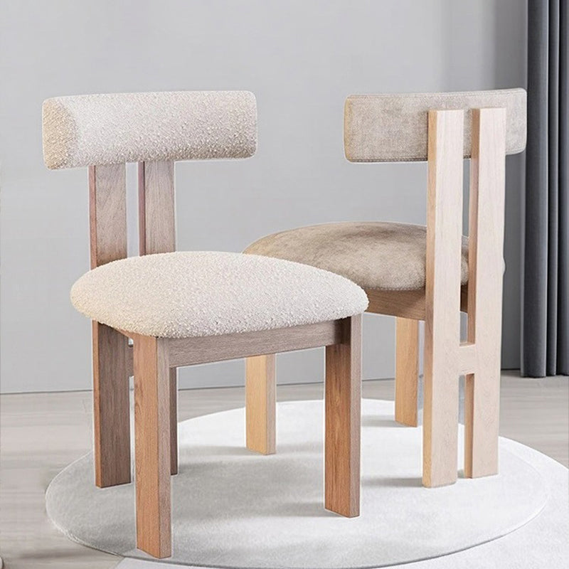 Contemporary Scandinavian Semi-round Solid Wood Lambswool High Resilience Sponge Dining Chair Backrest For Dining Room