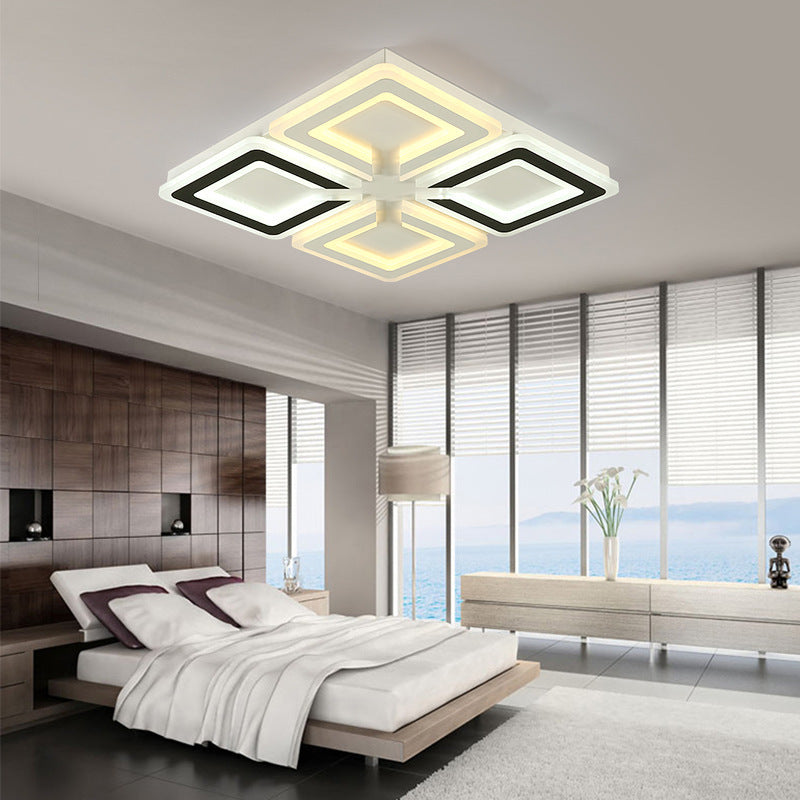 Modern Minimalist Diamond Iron Acrylic LED Flush Mount Ceiling Light For Living Room