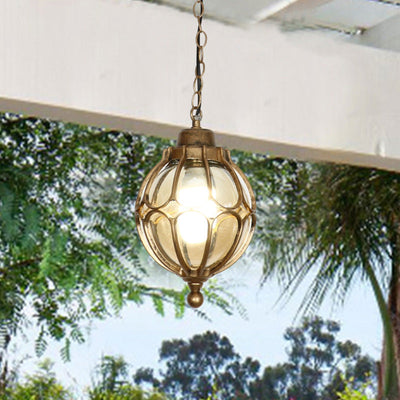 Traditional European Waterproof Aluminum Iron Glass Ball 1-Light Pendant Light For Outdoor Patio