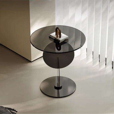 Modern Art Deco Round Combine Design Glass Metal End Table For Living Room