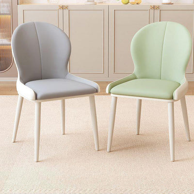 Contemporary Nordic Curved Microfiber Leather Upholstered Dining Chair Backrest For Dining Room