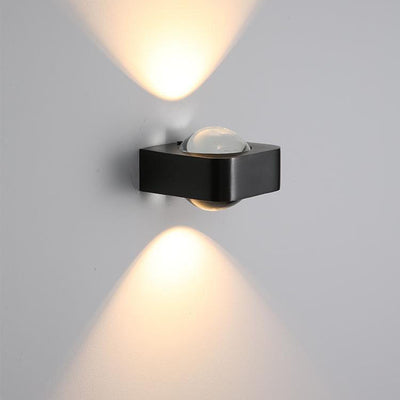 Modern Minimalist Rectangle Lens Stainless Steel Copper Glass LED Wall Sconce Lamp For Living Room