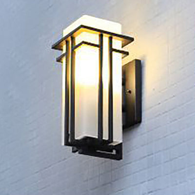 Modern Minimalist Waterproof Rectangular Alloy Glass 1-Light Wall Sconce Lamp For Outdoor Patio