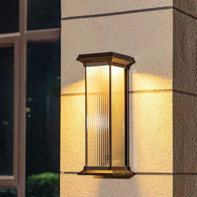 Modern Minimalist Waterproof Rectangle Aluminum Glass 1/2 Light Outdoor Wall Sconce Lamp For Garden